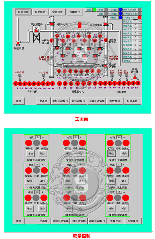 棒材精整线抛丸机自动化控制操作界面
