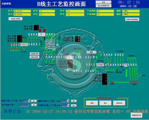 一般棒材精整线上位机自动化控制工艺界面